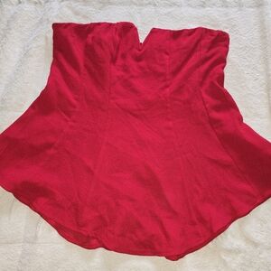 She + Sky Red Strapless Peplum Dress Top